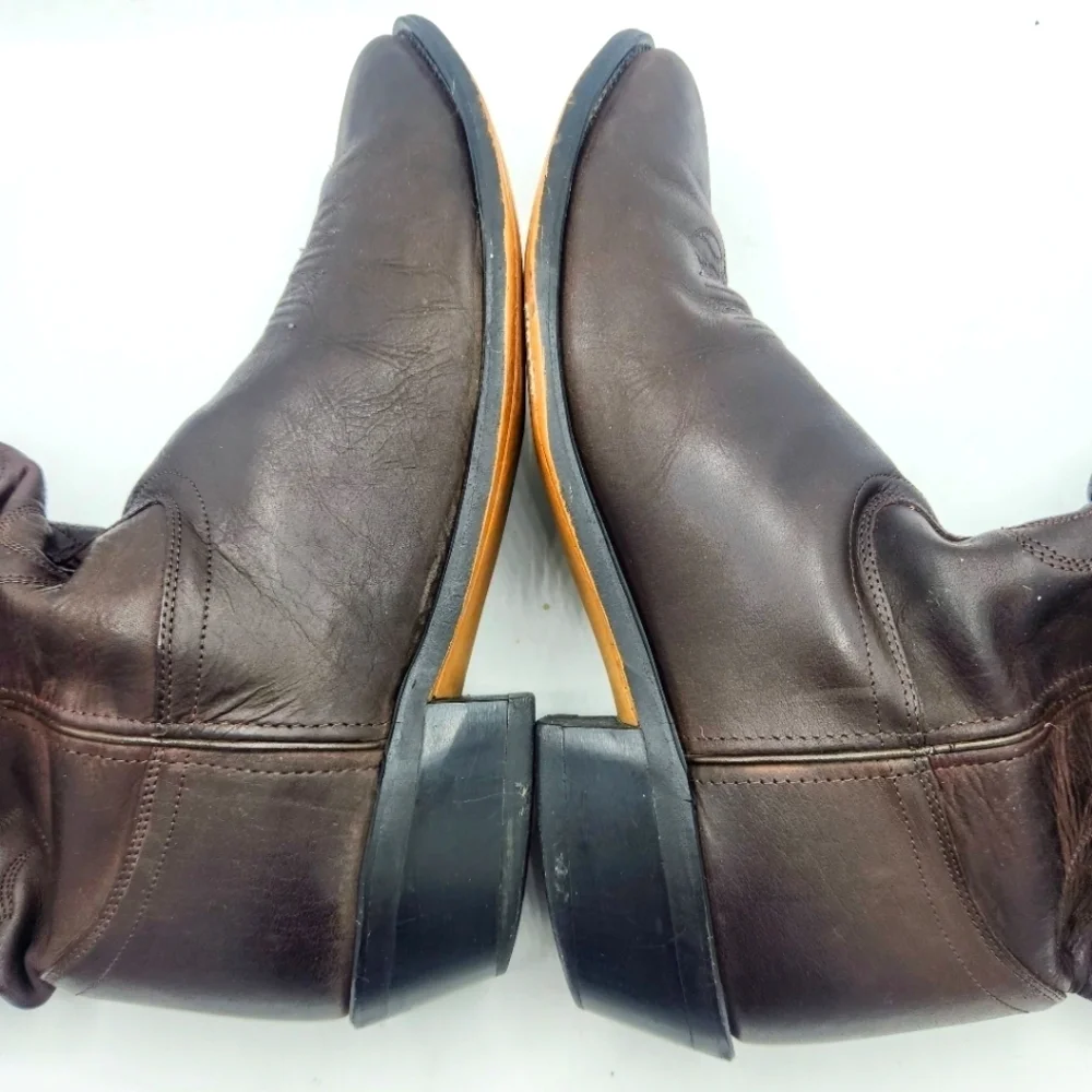 OLD WEST Mens Western Brown Leather Cowboy Boots SCM3051 Size 13 EE